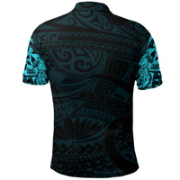 New Zealand Polo Shirt, Maori Tattoo Wolf Dragon Golf Shirt Blue - Polynesian Pride