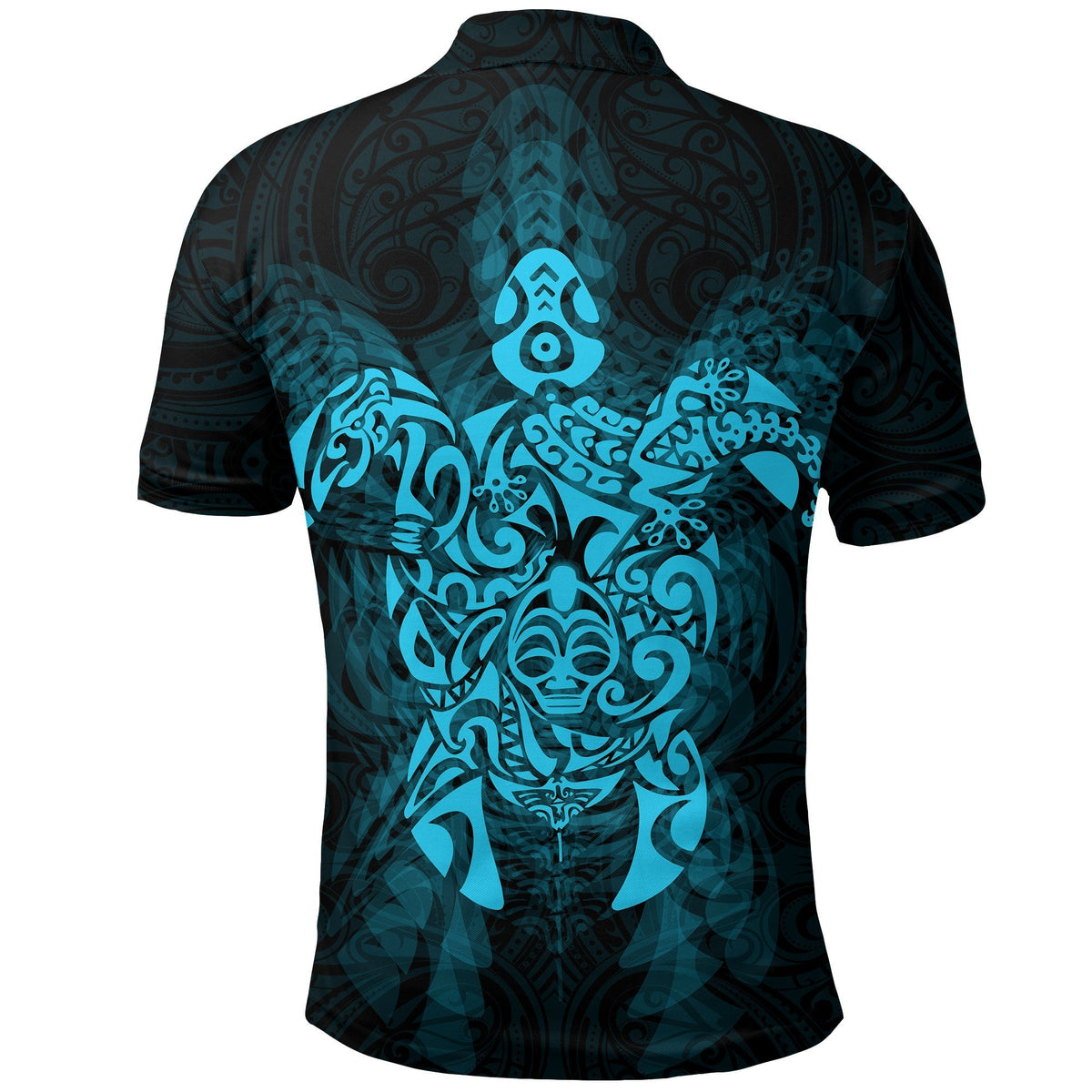 New Zealand Maori Polo Shirt, Wairua Tattoo Turtle Golf Shirts Blue - Polynesian Pride