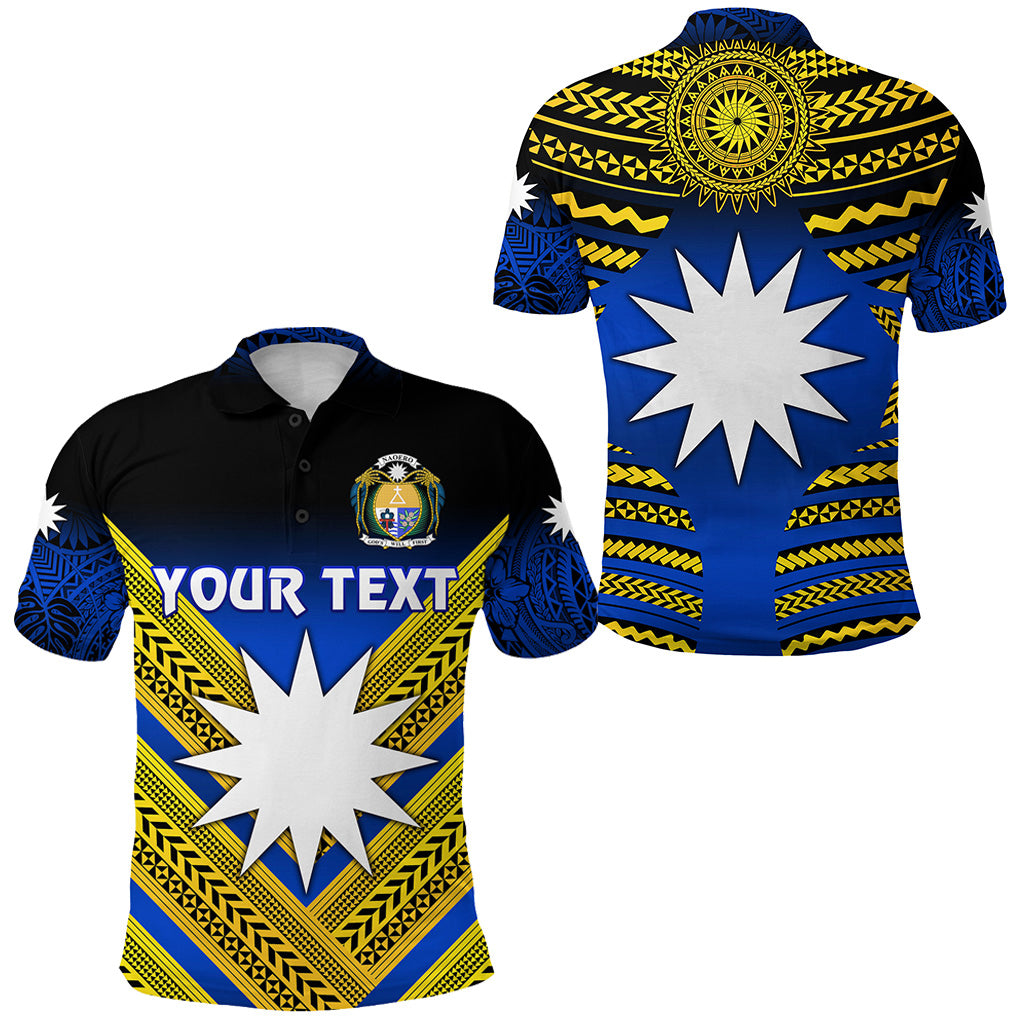 Custom Nauru Polynesian Flag Polo Shirt Creative Style Gradient Blue LT8 Unisex Blue - Polynesian Pride