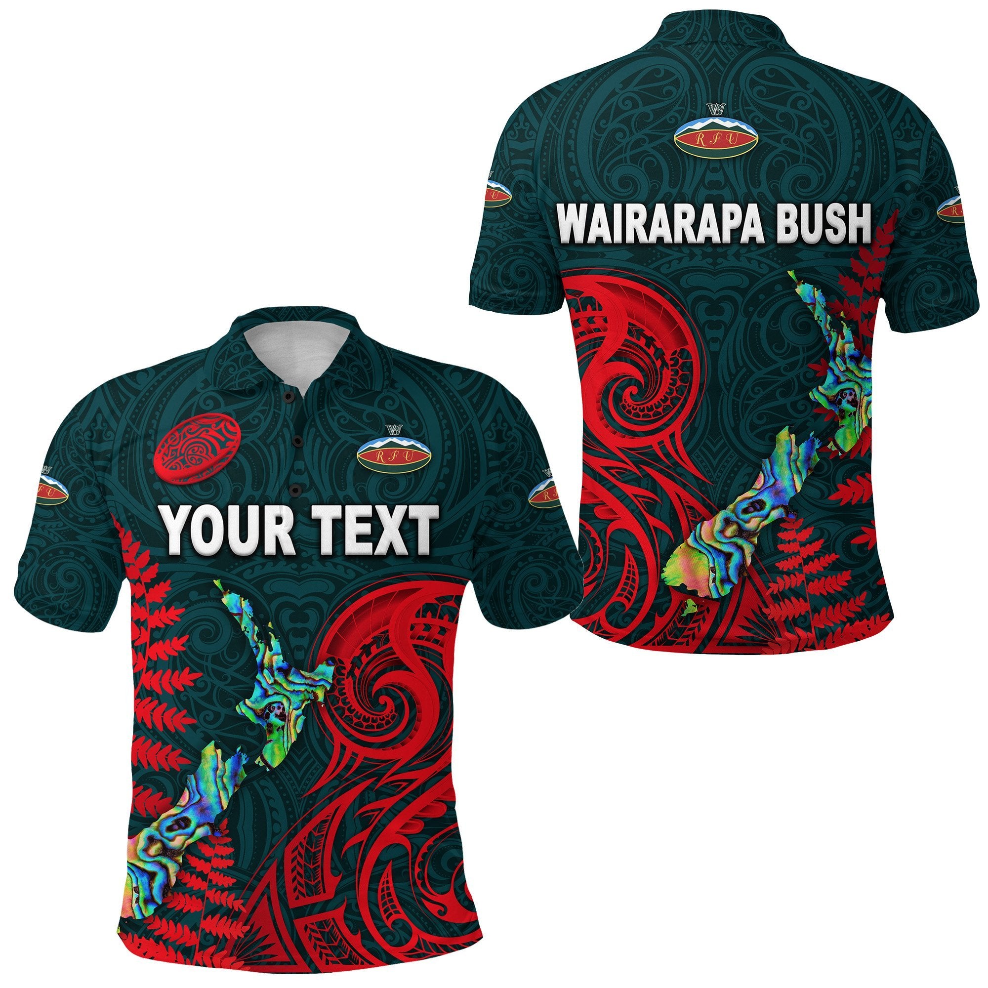 Custom Maori Wairarapa Bush Rugby Polo Shirt New Zealand Silver Fern Unisex Green - Polynesian Pride