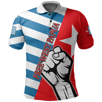 Free West Papua Polo Shirt Clenched Hands Flag LT6 Blue - Polynesian Pride