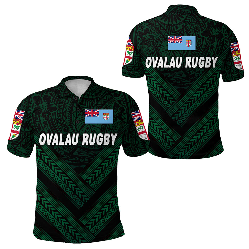 Fiji Ovalau Rugby Polo Shirt Dark Green Style LT8 Unisex Green - Polynesian Pride