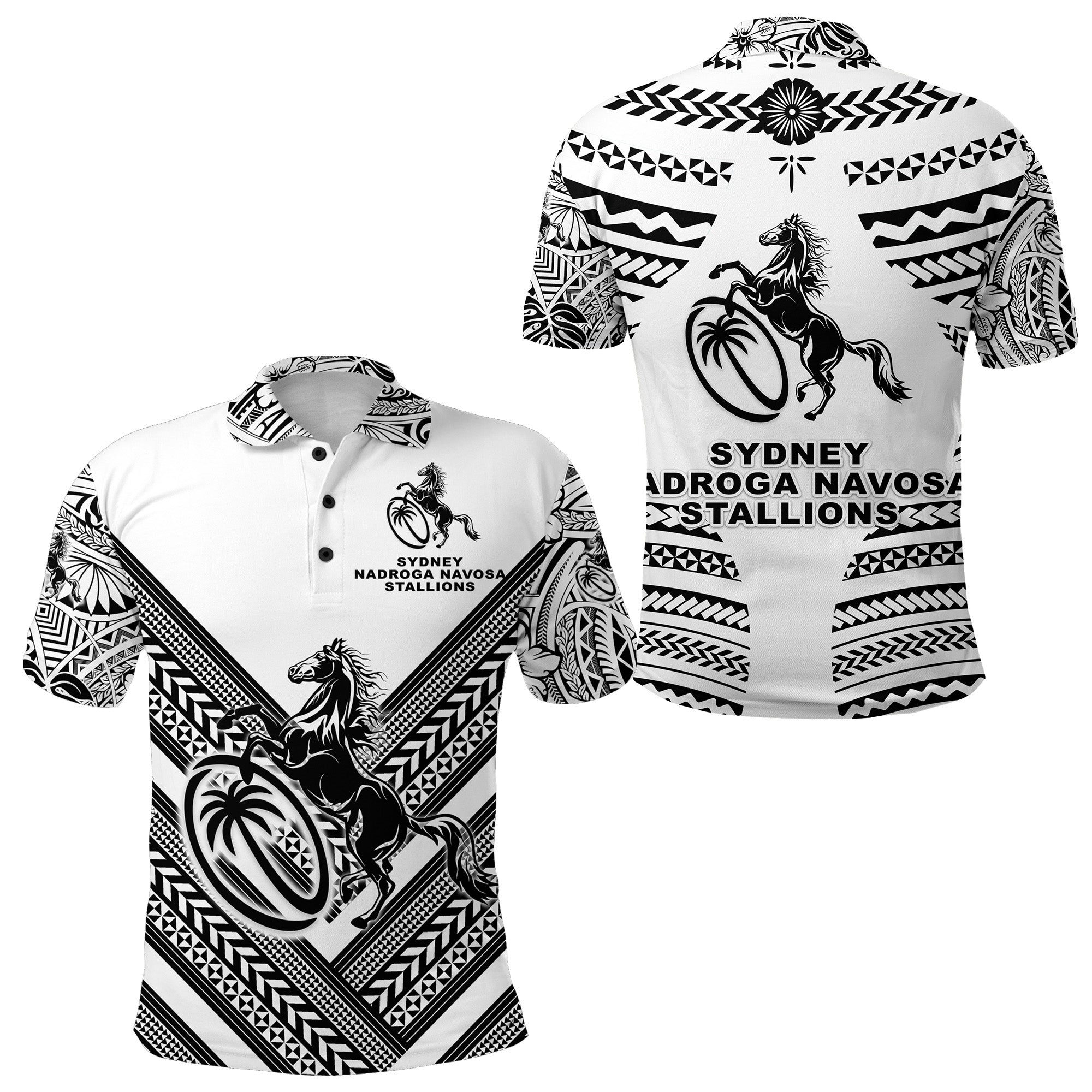 Fiji Rugby Polo Shirt Sydney Nadroga Navosa Stallions Creative Style White LT8 Unisex White - Polynesian Pride