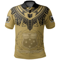 Samoa Independence Day Tribal Tattoo Coat Of Arms Polo Shirt No.2 LT6 Gold - Polynesian Pride