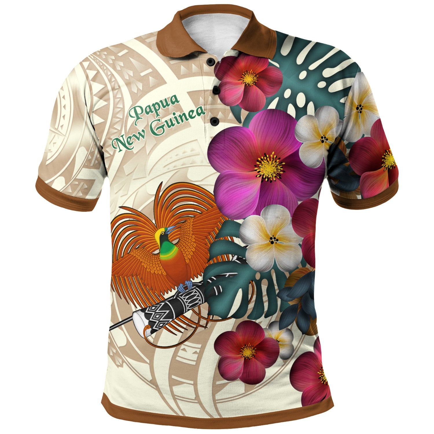 Papua New Guinea Polo Shirt The Tropical Plumeria Flower Style Unisex Nude - Polynesian Pride