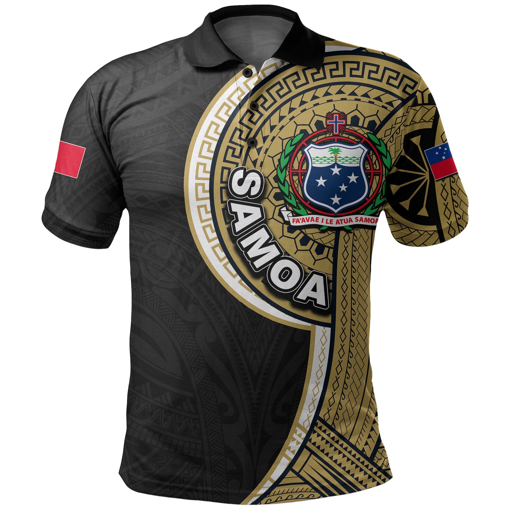 Samoa Independence Day Tribal Tattoo Polo Shirt No.2 LT6 Gold - Polynesian Pride