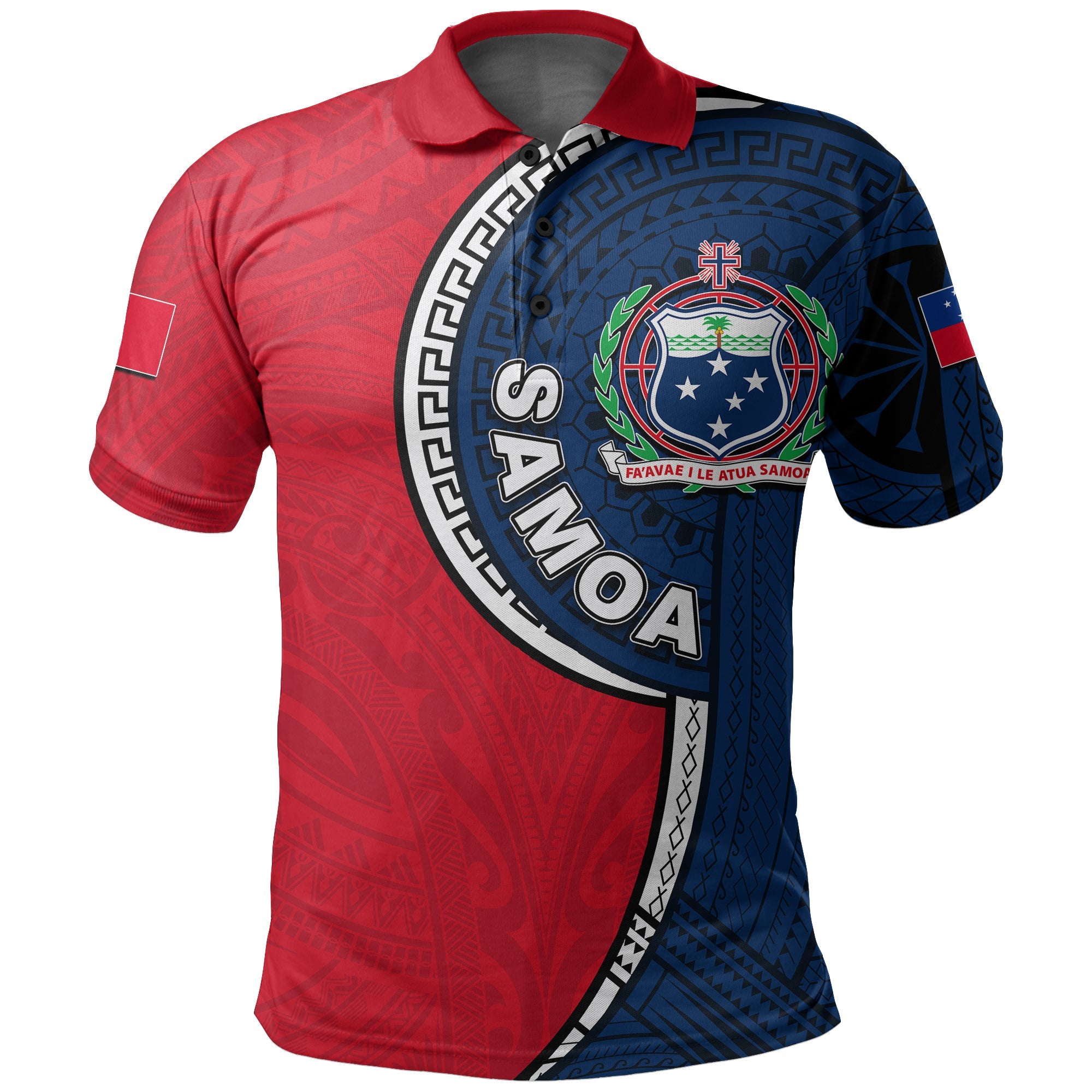 Custom Samoa Tribal Tattoo Polo Shirt No.1 LT6 Red - Polynesian Pride