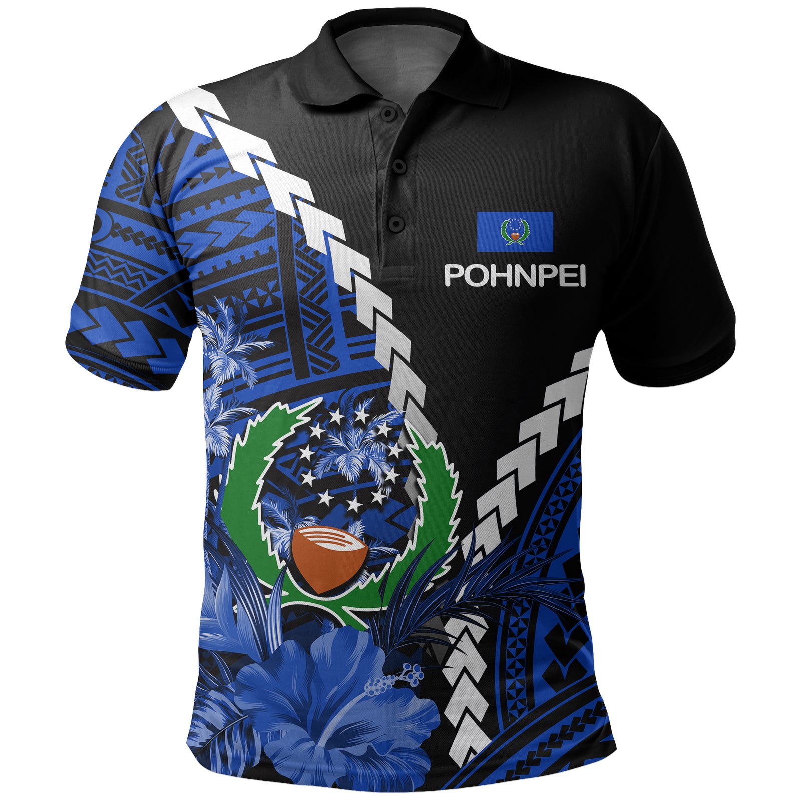 Pohnpei Polo Shirt Polynesian Style LT6 Unisex Blue - Polynesian Pride