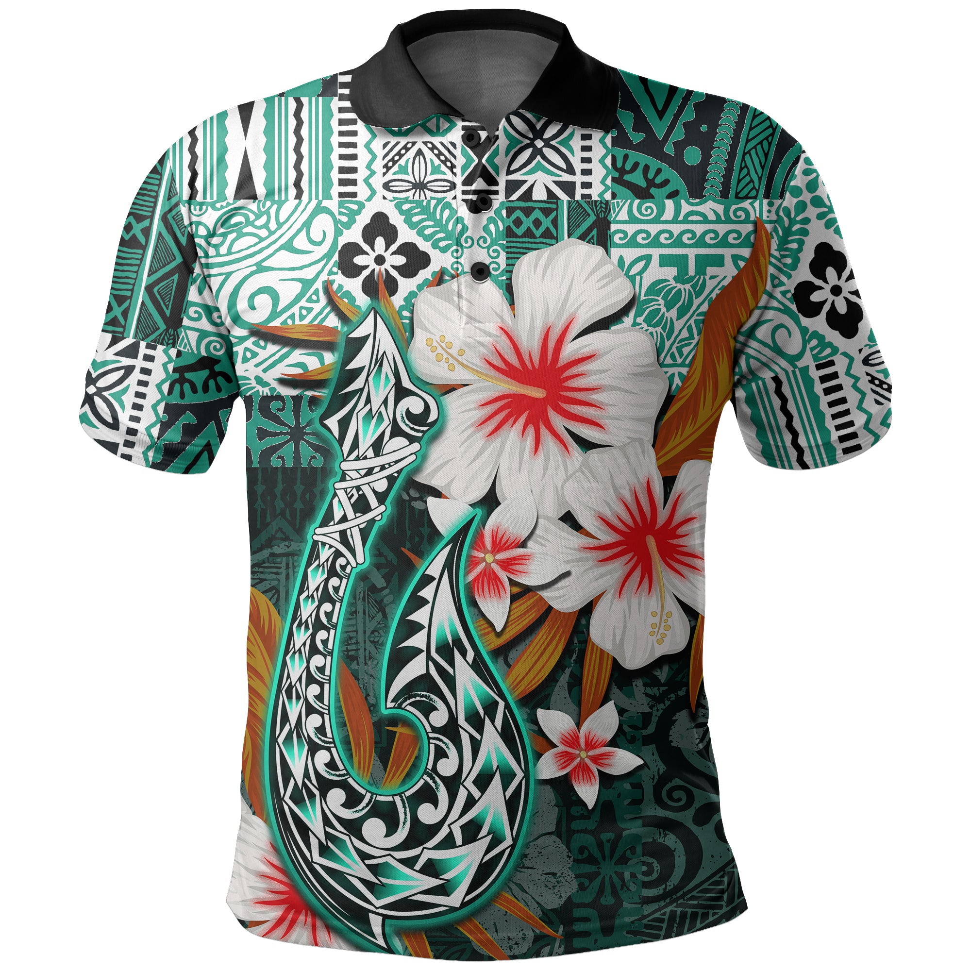 Custom Hawaii Fish Hook Polo Shirt Green Style LT6 Unisex Green - Polynesian Pride