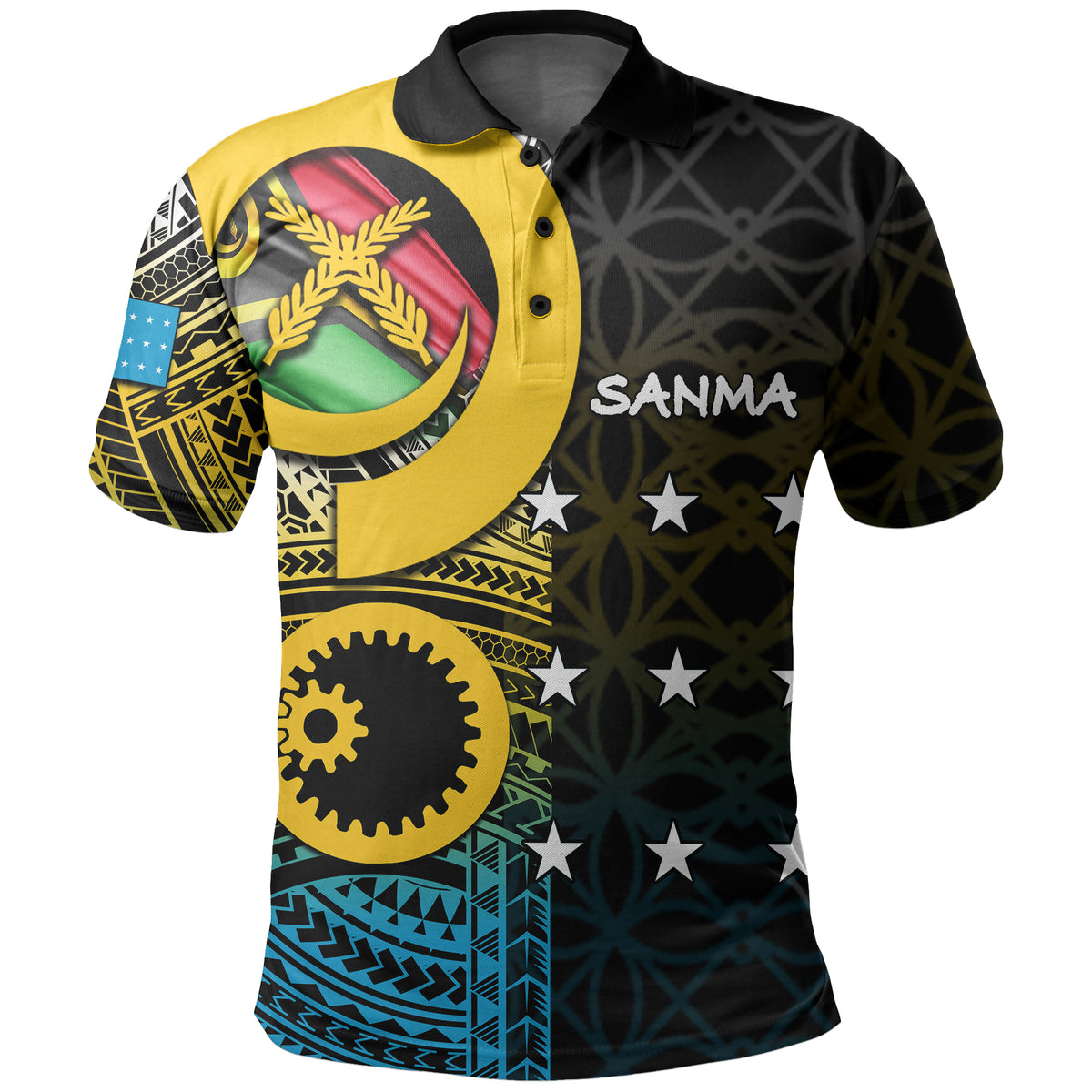 Sanma Day Polo Shirt Of Vanuatu Pig Tusk LT6 Unisex Blue - Polynesian Pride