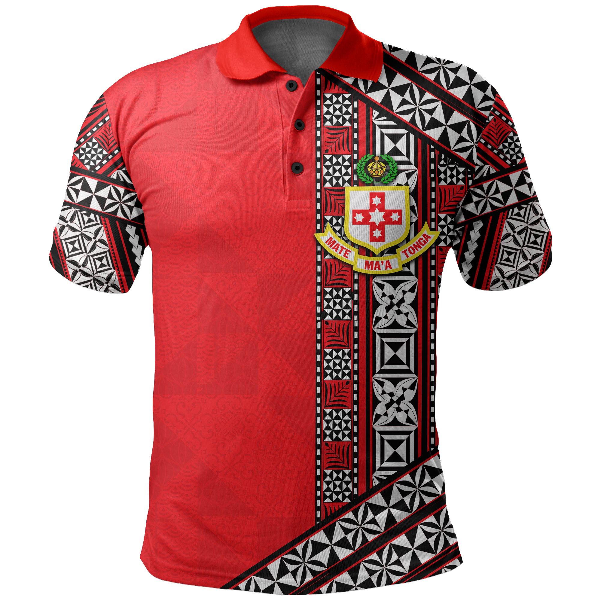 Custom Kolisi Tonga Polo Shirt Tongan Patterns Style LT6 Red - Polynesian Pride