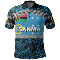 Custom Sanma Province Polo Shirt Of Vanuatu Polynesian Patterns LT6 Blue - Polynesian Pride