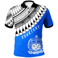 Samoa Custom Polo Shirt Ginger Lei Pattern Unisex BLUE - Polynesian Pride