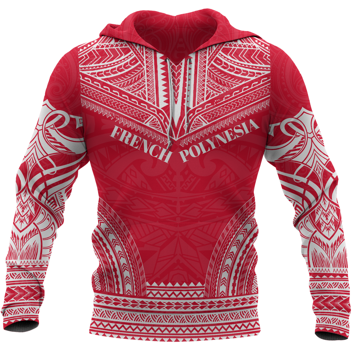 French Polynesia Chief Pullover Hoodie Unisex Red - Polynesian Pride