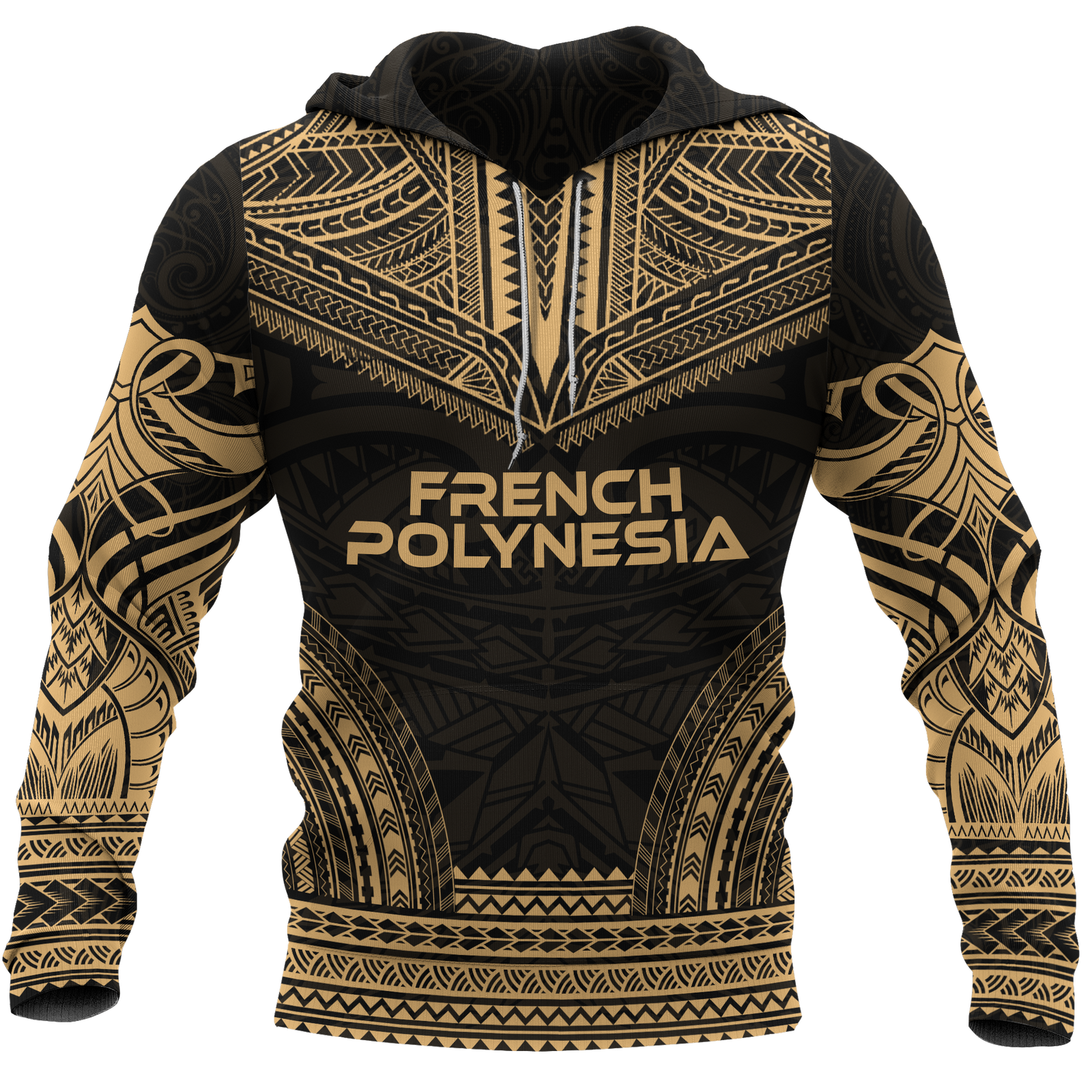 French Polynesia Gold Chief Hoodie Unisex Gold - Black - Polynesian Pride