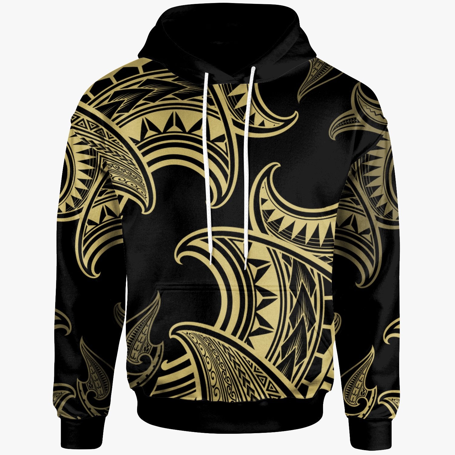 Polynesian Hoodie Sea Ripples Pattern Gold Color Unisex Gold - Polynesian Pride