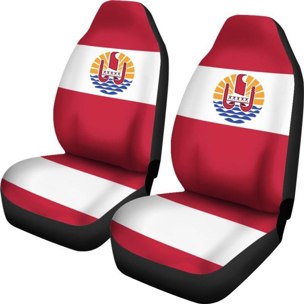 Tahiti Polynesia Car Seat Cover - Tahiti Flag - Th7 Universal Fit Black - Polynesian Pride