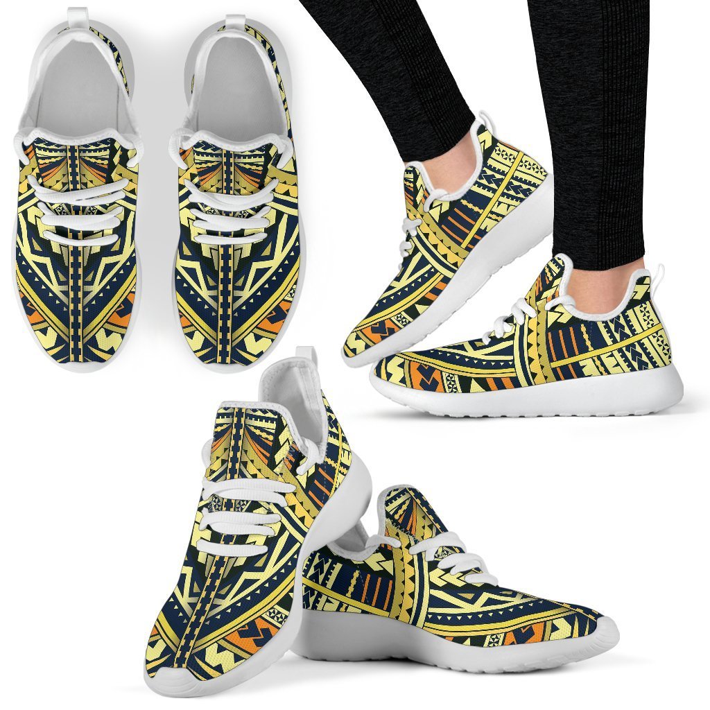 Polynesian Tattoo Mesh Knit Sneakers White - Polynesian Pride