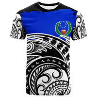 Pohnpei T Shirt Ethnic Style With Round Black White Pattern Unisex Black - Polynesian Pride