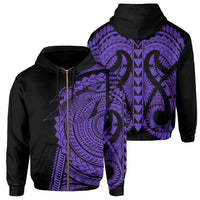 Hawaii Polynesian Zip Hoodie In My Heart Ryan Style Purple Unisex Purple - Polynesian Pride