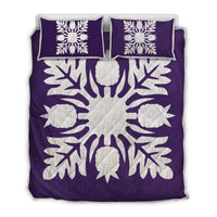 Hawaiian Royal Pattern Quilt Bed Set - Purple - N1 Style - AH Art - Polynesian Pride