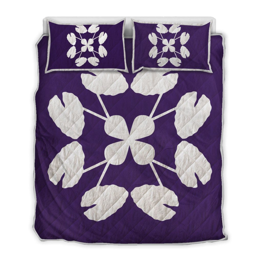 Hawaiian Royal Pattern Quilt Bed Set - Purple - D3 Style Art - Polynesian Pride