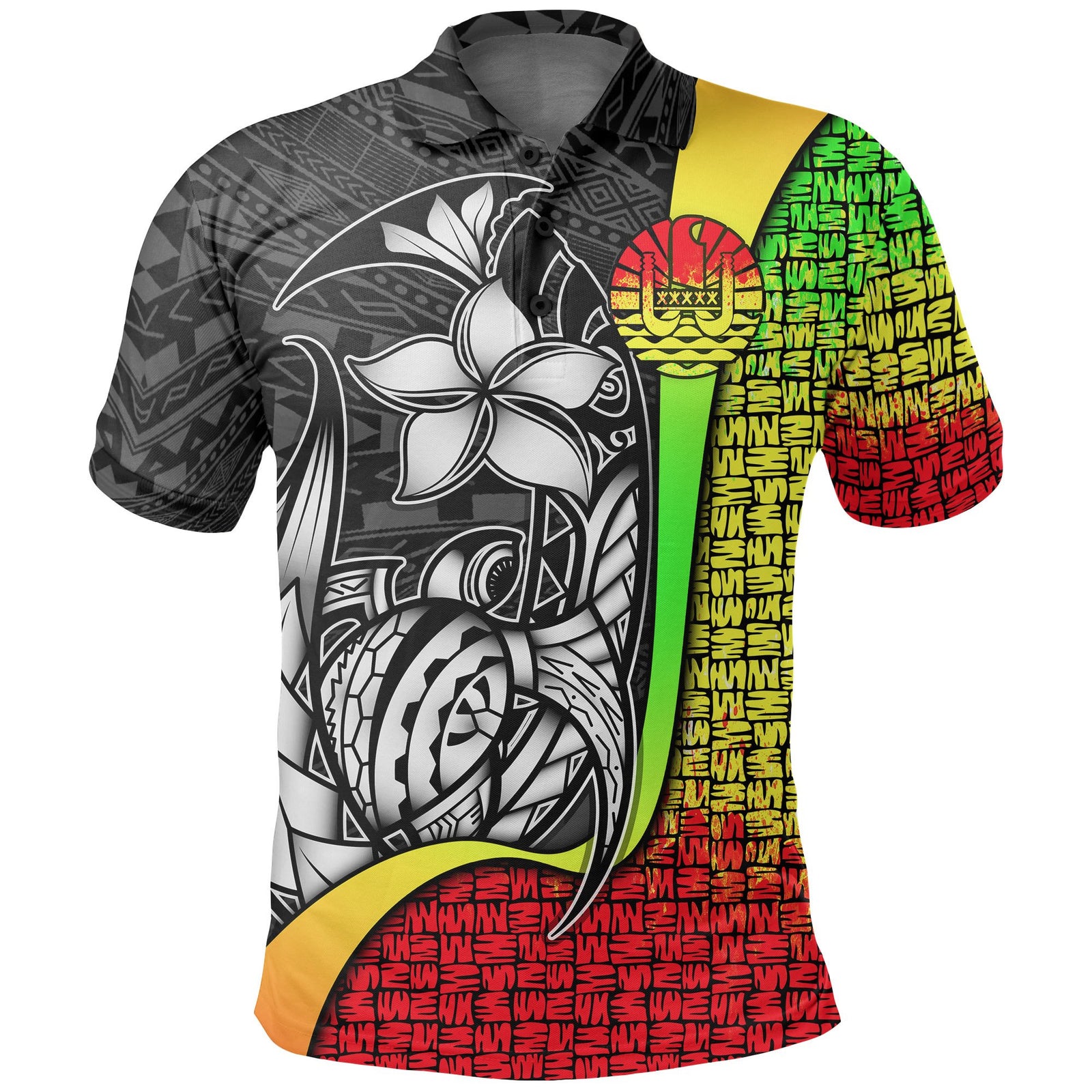 Tahiti Polo Shirt Reggae Turtle with Hook Unisex REGGAE - Polynesian Pride