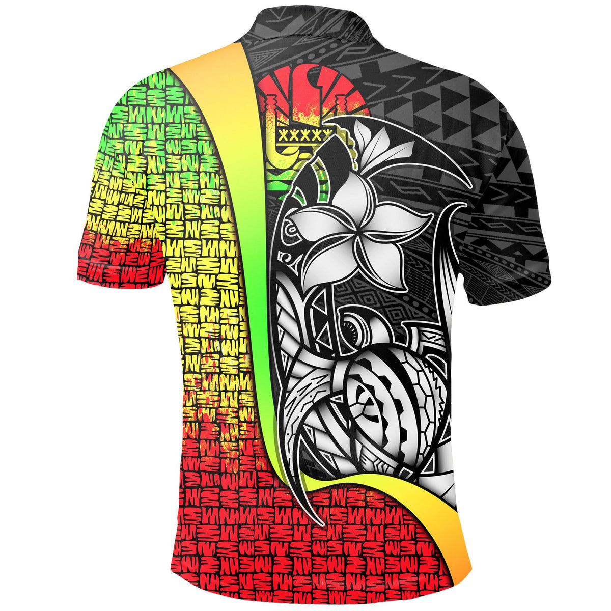 Tahiti Polo Shirt Reggae Turtle with Hook - Polynesian Pride