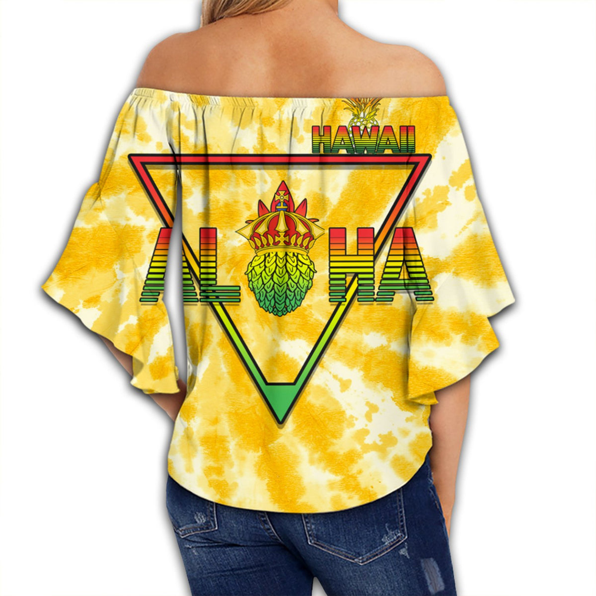 Hawaii Pineapple Crown Off Shoulder Waist Wrap Top - Queen - AH - Polynesian Pride