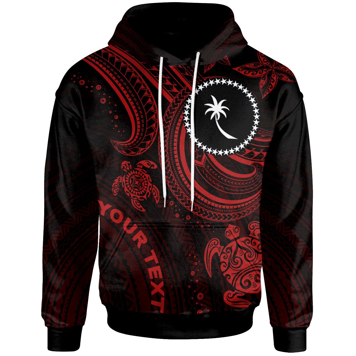 Chuuk Custom Hoodie Red Turtle Unisex Red - Polynesian Pride