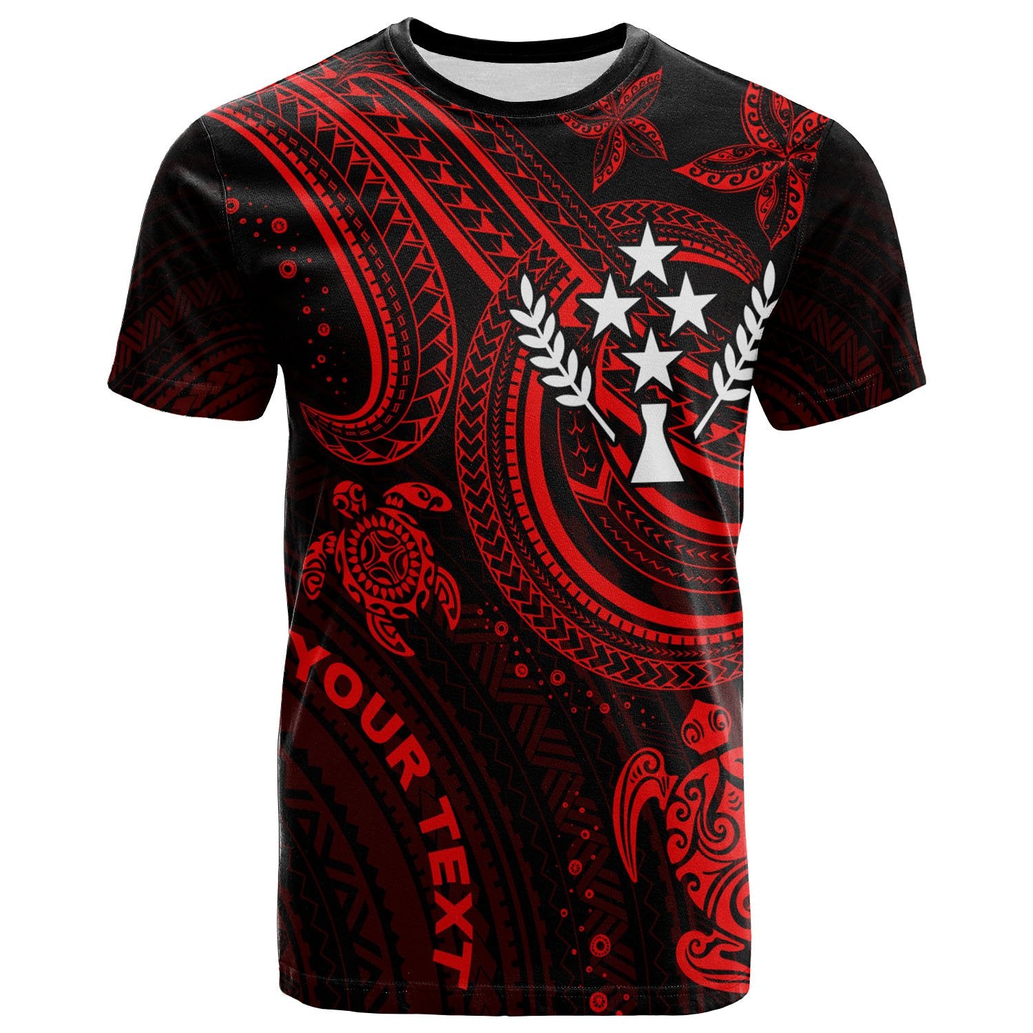 Kosrae Custom T shirt Red Turtle Unisex Red - Polynesian Pride