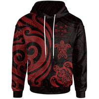 Fiji Polynesian Hoodie Red Tentacle Turtle Crest Unisex Red - Polynesian Pride