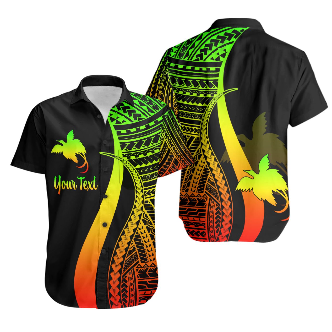 Papua New Guinea Custom Personalised Short Sleeve Shirts - Reggae Polynesian Tentacle Tribal Pattern Unisex Reggae - Polynesian Pride