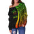 Fiji Custom Personalised Women's Off Shoulder Sweater - Reggae Polynesian Tentacle Tribal Pattern Crest - Polynesian Pride