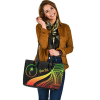 Chuuk Custom Personalised Large Leather Tote Bag - Reggae Polynesian Tentacle Tribal Pattern - Polynesian Pride