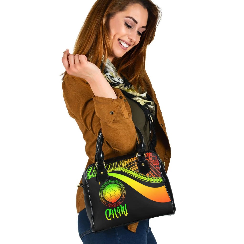 Northern Mariana Islands Shoulder Handbag - Reggae Polynesian Tentacle Tribal Pattern - Polynesian Pride