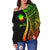 Nauru Custom Personalised Women's Off Shoulder Sweater - Reggae Polynesian Tentacle Tribal Pattern - Polynesian Pride