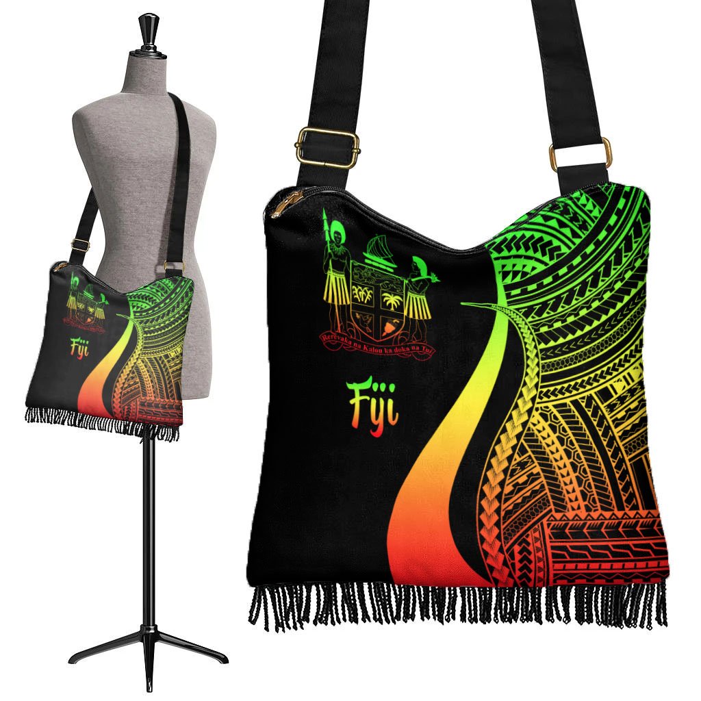 Fiji Boho Handbag - Reggae Polynesian Tentacle Tribal Pattern Crest - Polynesian Pride