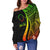 Cook Islands Custom Personalised Women's Off Shoulder Sweater - Reggae Polynesian Tentacle Tribal Pattern - Polynesian Pride