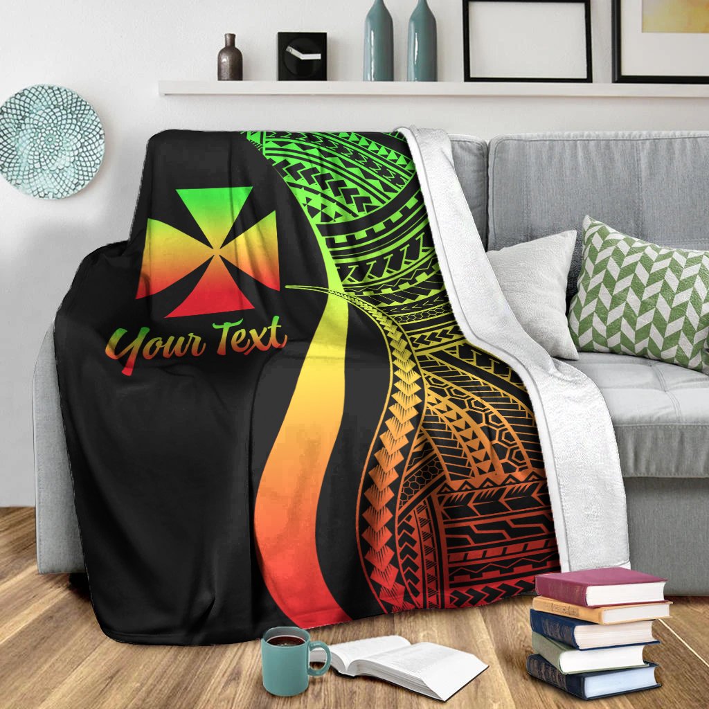Wallis And Futuna Custom Personalised Premium Blanket - Reggae Polynesian Tentacle Tribal Pattern - Polynesian Pride