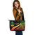 Guam Large Leather Tote Bag - Reggae Polynesian Tentacle Tribal Pattern - Polynesian Pride