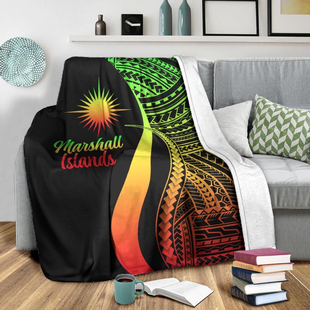 Marshall Islands Premium Blanket - Reggae Polynesian Tentacle Tribal Pattern - Polynesian Pride