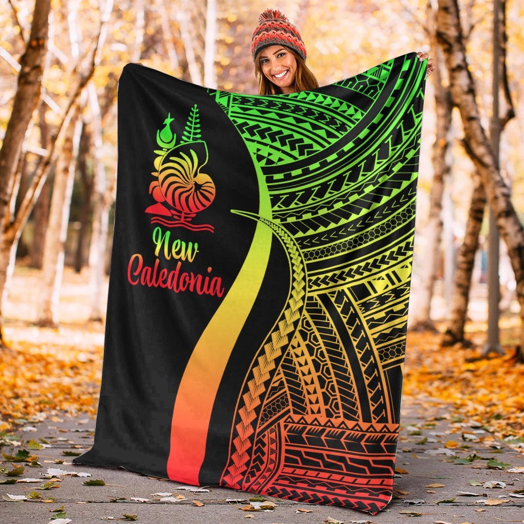 New Caledonia Premium Blanket - Reggae Polynesian Tentacle Tribal Pattern Crest - Polynesian Pride