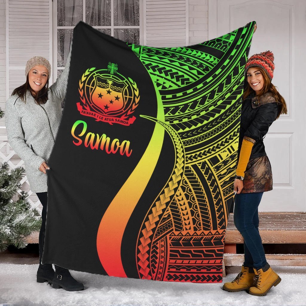 Samoa Premium Blanket - Reggae Polynesian Tentacle Tribal Pattern White - Polynesian Pride