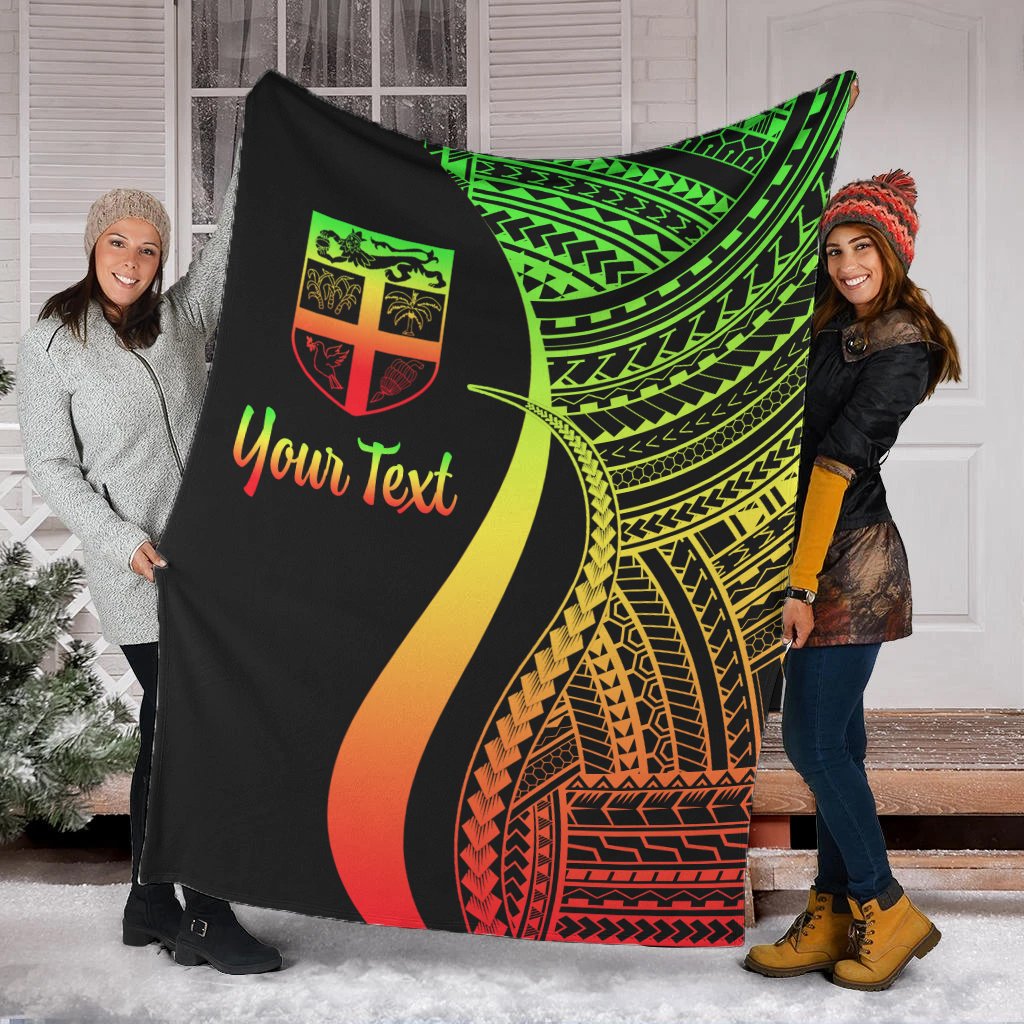 Fiji Custom Personalised Premium Blanket - Reggae Polynesian Tentacle Tribal Pattern White - Polynesian Pride