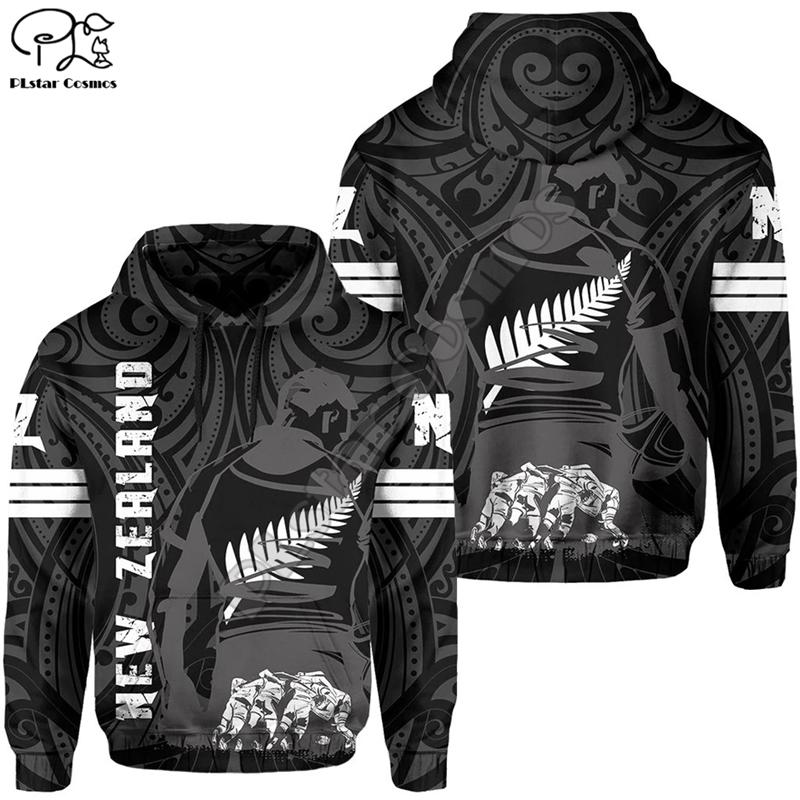 Cosmos New Zealand Country Maori Aotearoa Tribe Tattoo Symbol 3Dprint Men/Women Harajuku Hoodies Pullover Unisex Black - Polynesian Pride