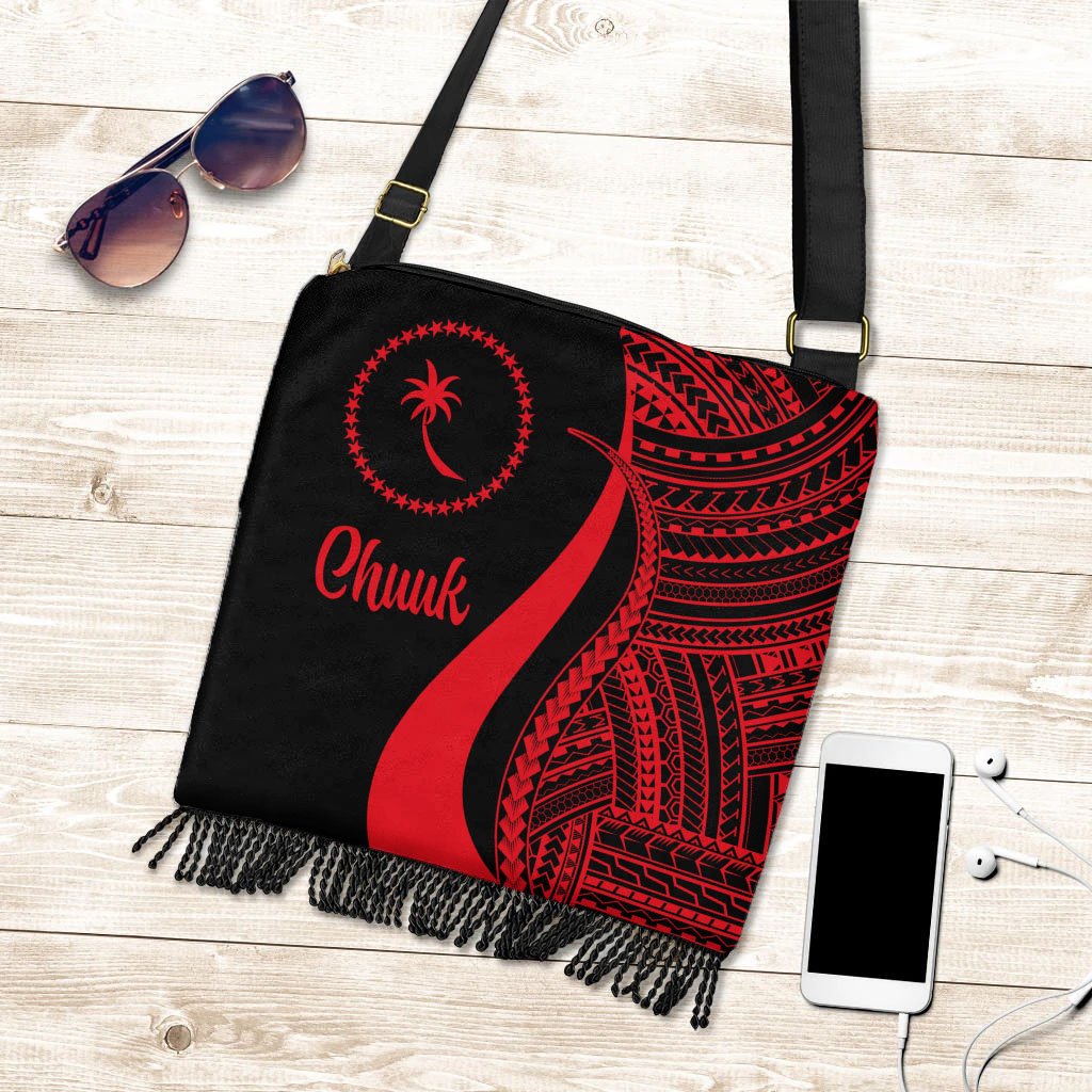 Chuuk Boho Handbag - Red Polynesian Tentacle Tribal Pattern Boho Handbag One Size Red - Polynesian Pride