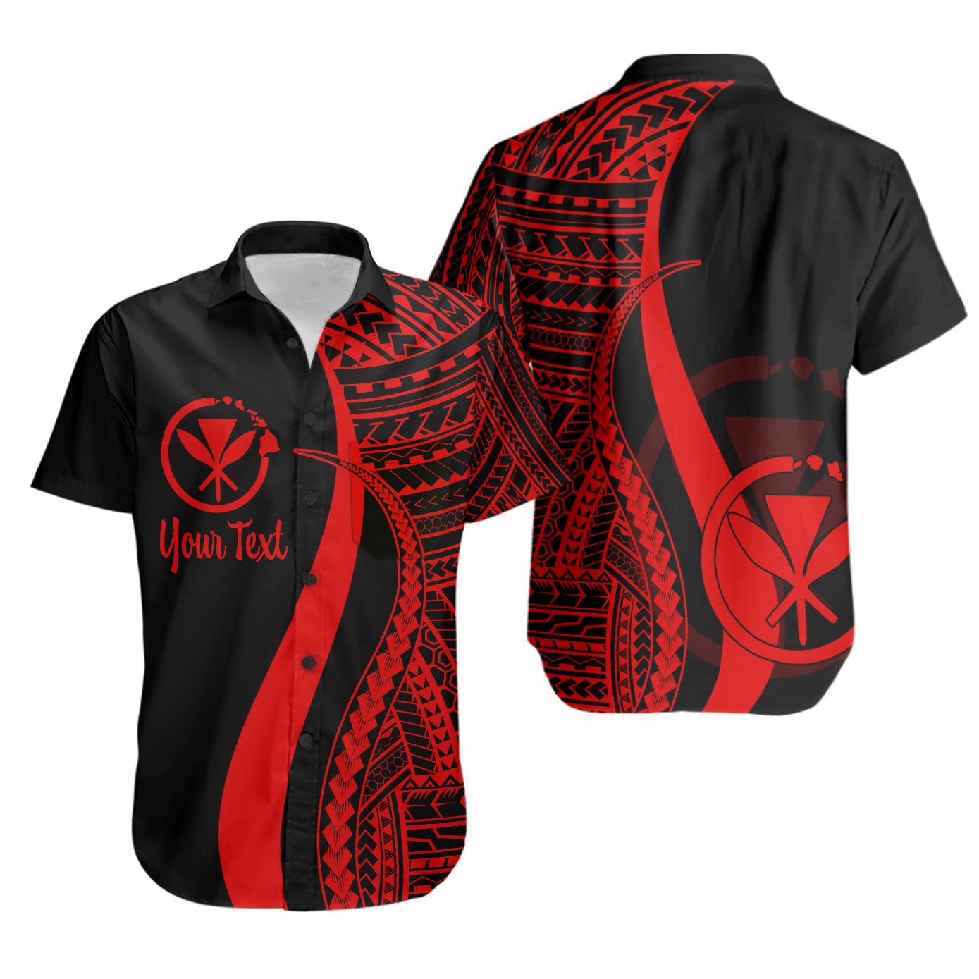 Hawaii Custom Personalised Short Sleeve Shirts - Red Polynesian Tentacle Tribal Pattern Unisex Red - Polynesian Pride