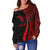 New Caledonia Custom Personalised Women's Off Shoulder Sweater - Red Polynesian Tentacle Tribal Pattern - Polynesian Pride