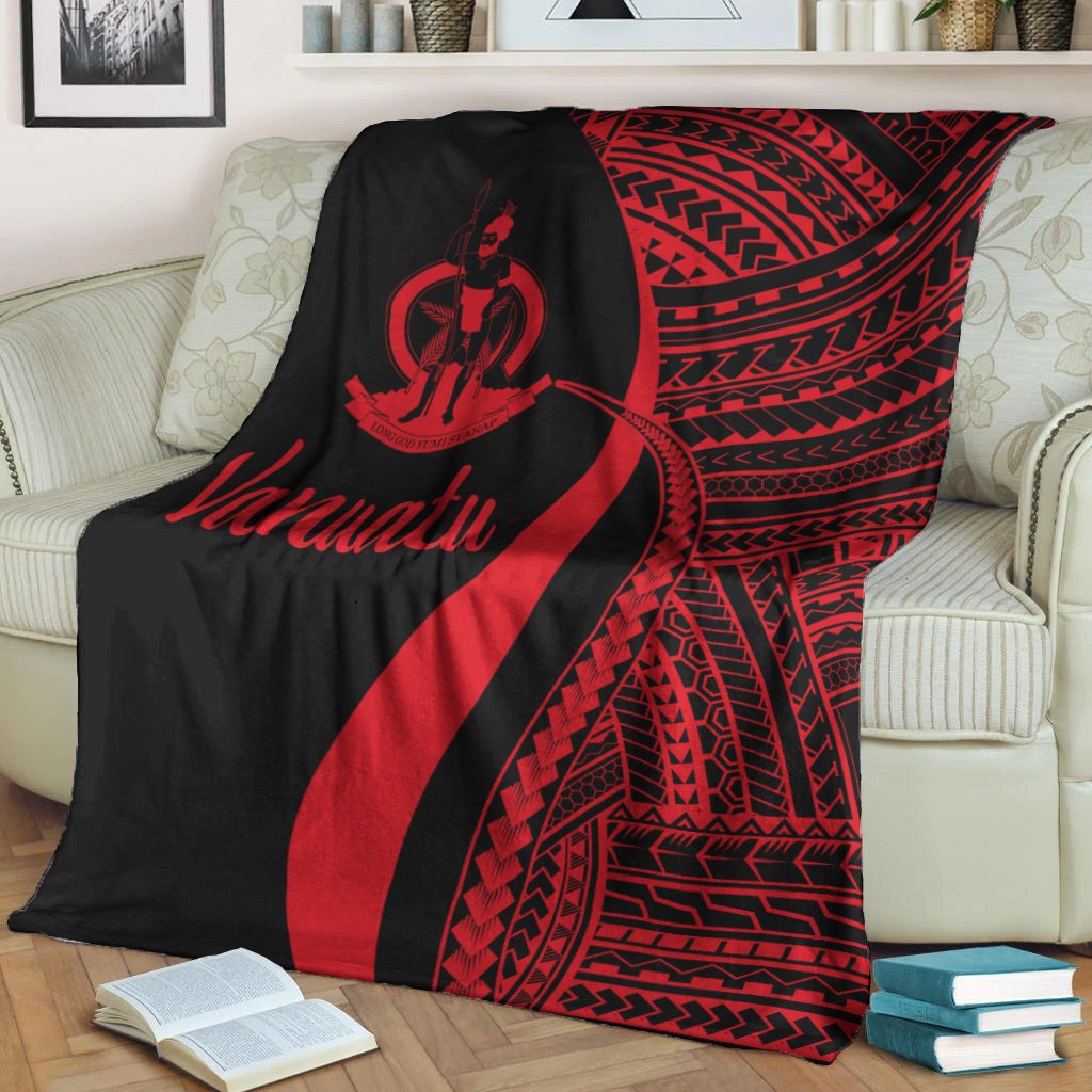Vanuatu Premium Blanket - Red Polynesian Tentacle Tribal Pattern - Polynesian Pride